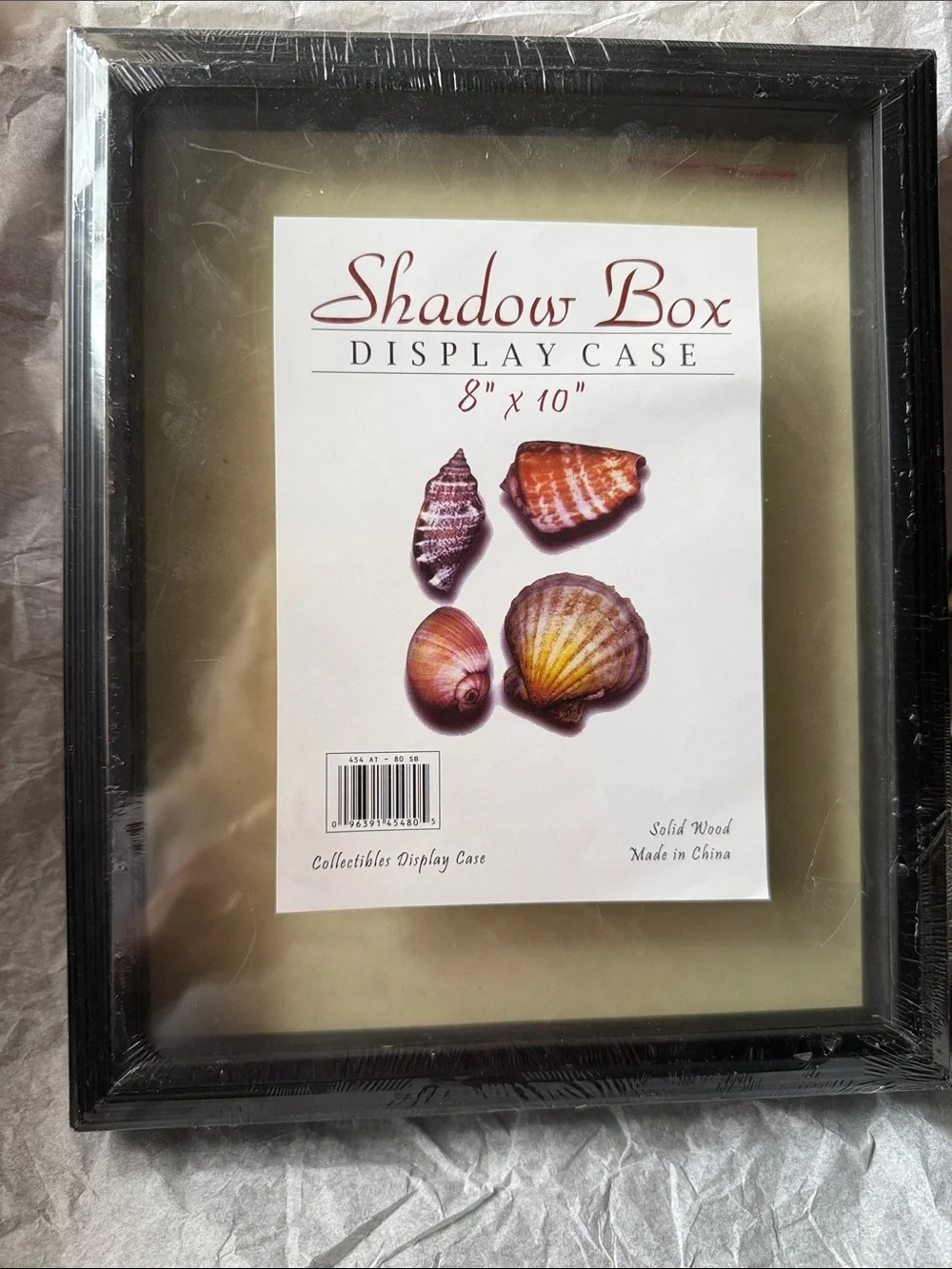 Shadow Box Display Case 8 x 10. Solid Wood. Glass Cover. Black. In Packaging